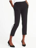 Old Navy Womens Mid-rise Pull-on Straight Pants For Women O.n. New Black Stripe Size 10