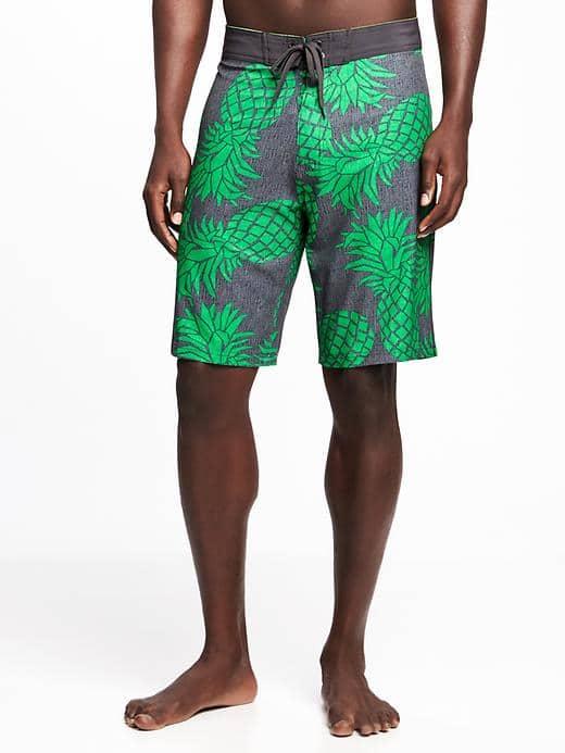 Old Navy Printed Board Shorts For Men - Green Menace