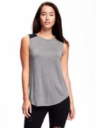 Old Navy Relaxed Lace Yoke Top For Women - Heather Grey