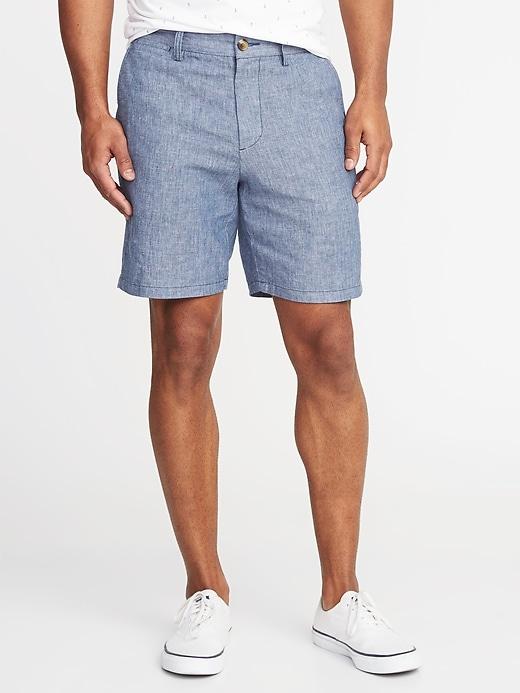 Old Navy Mens Ultimate Slim Built-in Flex Linen-blend Shorts For Men (8) Pacific Blue Size 42w