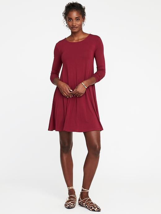 Old Navy Jersey Knit Swing Dress For Women - Gosh Garnet