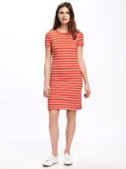 Old Navy Crew Neck Tee Dress For Women - Red Stripes