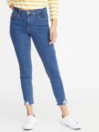 Old Navy Womens Mid-rise Rockstar Super Skinny Distressed Raw-edge Jeans For Women Medium Wash Size 14