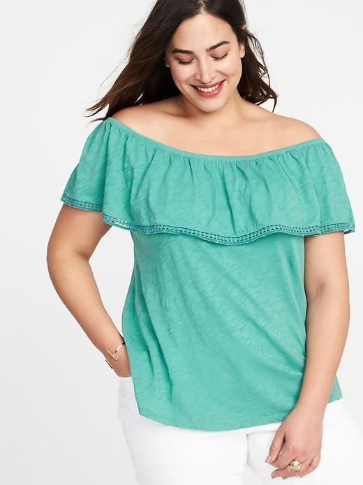 Old Navy Womens Plus-size Off-the-shoulder Ruffled Top Kiss And Teal Size 3x
