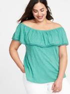 Old Navy Womens Plus-size Off-the-shoulder Ruffled Top Kiss And Teal Size 3x