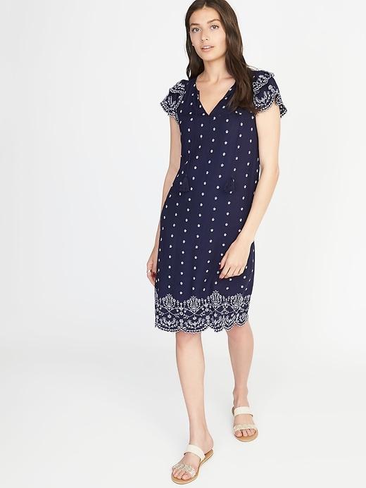 Old Navy Womens Tassel-tie Flutter-sleeve Shift Dress For Women Lost At Sea Navy Size Xxl