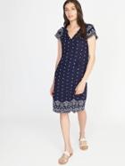 Old Navy Womens Tassel-tie Flutter-sleeve Shift Dress For Women Lost At Sea Navy Size Xxl