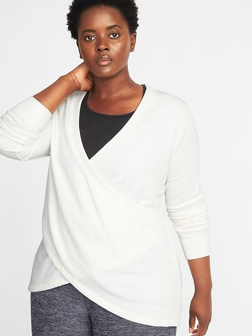 Old Navy Womens Relaxed Plus-size Surplice-front Sweatshirt Sea Salt Size 1x