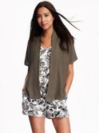 Old Navy Texured Open Front Cardi For Women - Armour