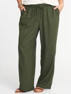 Old Navy Womens Plus-size Linen-blend Wide-leg Soft Pants Moss Landing Size 3x