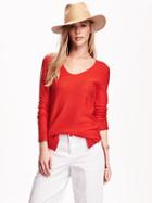 Old Navy Side Slit Yarn Tunic Sweater For Women - Darling Clementine