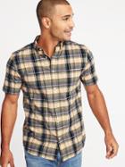 Old Navy Mens Slim-fit Built-in Flex Classic Shirt For Men Pale Pink Plaid Size Xs