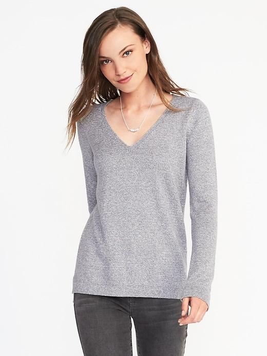 Old Navy Womens Classic V-neck Sweater For Women Light Gray Size S
