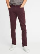 Old Navy Mens Slim Built-in Warm Five-pocket Twill Pants For Men Olallieberry Jam Size 30w