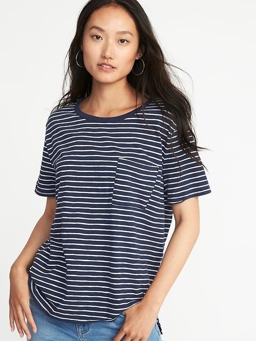 Old Navy Womens Striped Slub-knit Boyfriend Tee For Women Navy Stripe Size Xxl