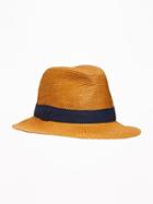 Old Navy Mens Straw Fedora For Men Dark Brown Size S/m