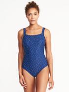 Old Navy Womens Square-neck Tie-back Swimsuit For Women Navy Dots Size L