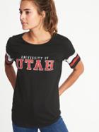 Old Navy Womens College-team Graphic Sleeve-stripe Tee For Women University Of Utah Size S