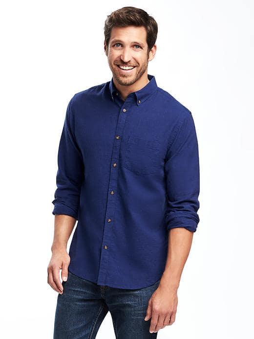 Old Navy Slim Fit Linen Blend Shirt For Men - Sapphire Night