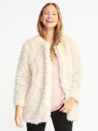 Old Navy Womens Faux-fur Coat For Women Warm White Size M