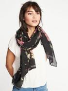 Old Navy Womens Lightweight Printed Scarf For Women Black Multi Top Size One Size