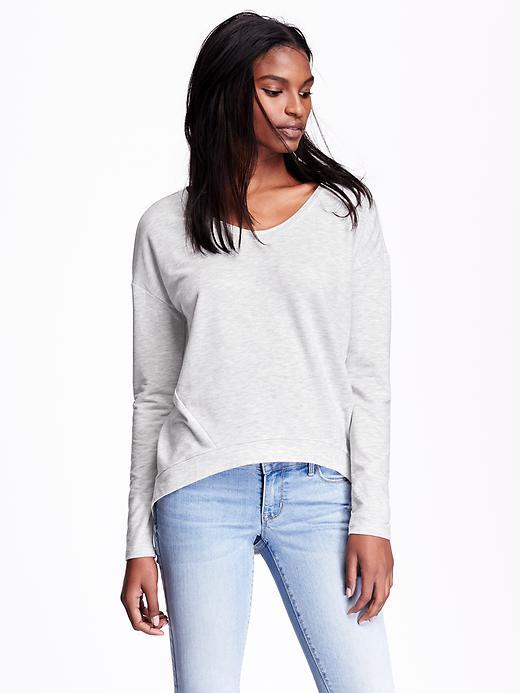 Old Navy Womens Hi Lo Tee Size L Tall - Bc02 Light Hthr Grey