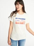 Old Navy Womens Logo-graphic Slub-knit Tee For Women Retro Logo Cream Size Xs