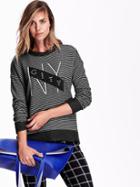 Old Navy Striped Graphic Sweater Size L - Black/gray Stripe