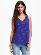 Old Navy Cutout Back V Neck Tank For Women - Hyper Blue Plaid
