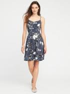 Old Navy Fit & Flare Cami Dress For Women - Gray Floral Print