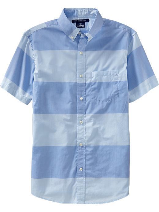 Old Navy Old Navy Mens Slim Fit Striped Poplin Shirts - Ice Wall
