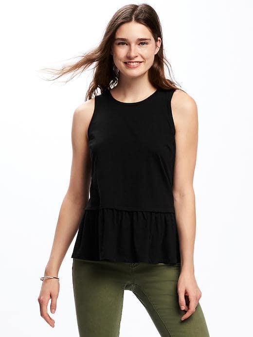 Old Navy Relaxed Peplum Hem Tank For Women - Black