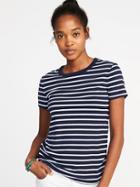 Old Navy Womens Slim-fit Rib-knit Tee For Women Navy Stripe Size L