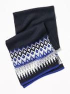 Old Navy Mens Patterned Sweater-knit Scarf For Men Cobalt Fair Isle Size One Size