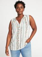 Old Navy Womens Relaxed Plus-size Sleeveless Boho Top Cream Floral Size 4x