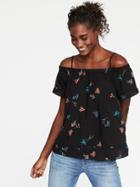 Old Navy Off The Shoulder Swing Top For Women - Black Floral