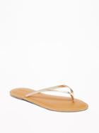 Old Navy Womens Faux-leather Capri Sandals For Women Light Gold Rush Size 9