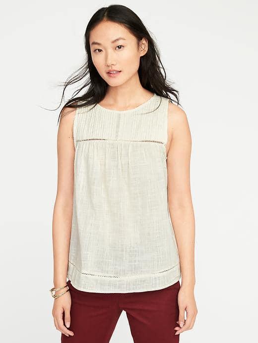 Old Navy Pintuck Swing Top For Women - Creme De La Creme