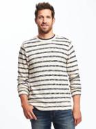 Old Navy Marled Crew Neck Sweater For Men - White Stripe