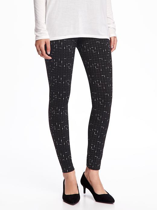 Old Navy Mid Rise Long Leggings For Women - Black Print
