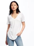 Old Navy Womens Relaxed V-neck Tee For Women Cream Size Xxl