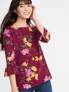 Old Navy Womens Ruffle-sleeve Mariner Top For Women Raspberry Floral Size Xl