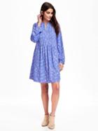 Old Navy Pintuck Swing Dress For Women - Blue Floral