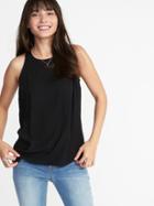Old Navy Womens Relaxed High-neck Sleeveless Blouse For Women Blackjack Size Xl