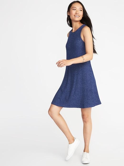 Old Navy Womens Plush-knit Sleeveless Swing Dress For Women Lost At Sea Navy Size Xs