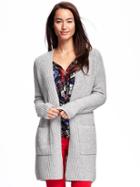 Old Navy Relaxed Open Front Shaker Stitch Cardi For Women - Light Grey Heather