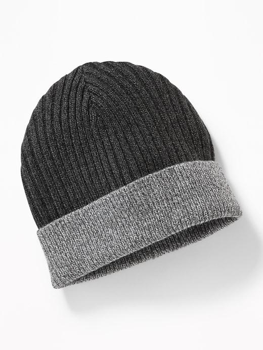 Old Navy Mens Roll-cuffed Beanie For Men Grayscale Size One Size