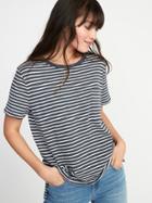 Old Navy Womens Boyfriend Slub-knit Tee For Women Gray Stripe Size Xxl