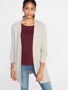 Old Navy Womens Long-line Shaker-stitch Open-front Sweater For Women Neutral Size S