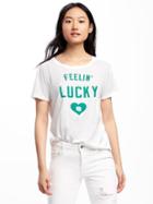 Old Navy Relaxed St. Patricks Day Tee For Women - Cream